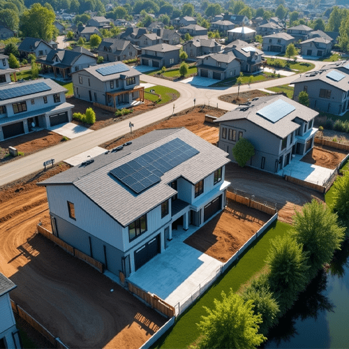 A modern planning session where clients and designers collaborate over immersive 3D home renderings, shaping smart, future-ready construction decisions.