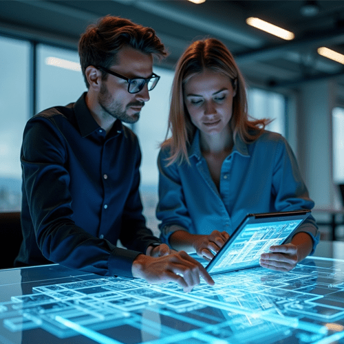 Clients and engineers collaborate over 3D structural renderings, ensuring precision and long-term durability.