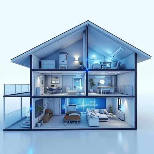 Inside a modern Canadian home, showing how smart systems work together for comfort and efficiency.